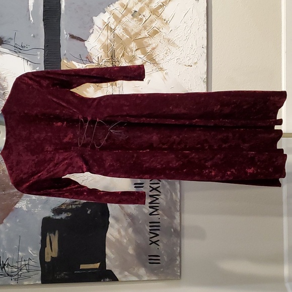 Vintage Brett Alixander Maroon Velvet Gold Button Dress Women 12 - Picture 3 of 8